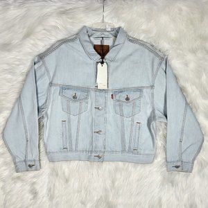 Levis Denim Jacket Womens Adult Large Light Blue Trucker Ex-boyfriend Premium